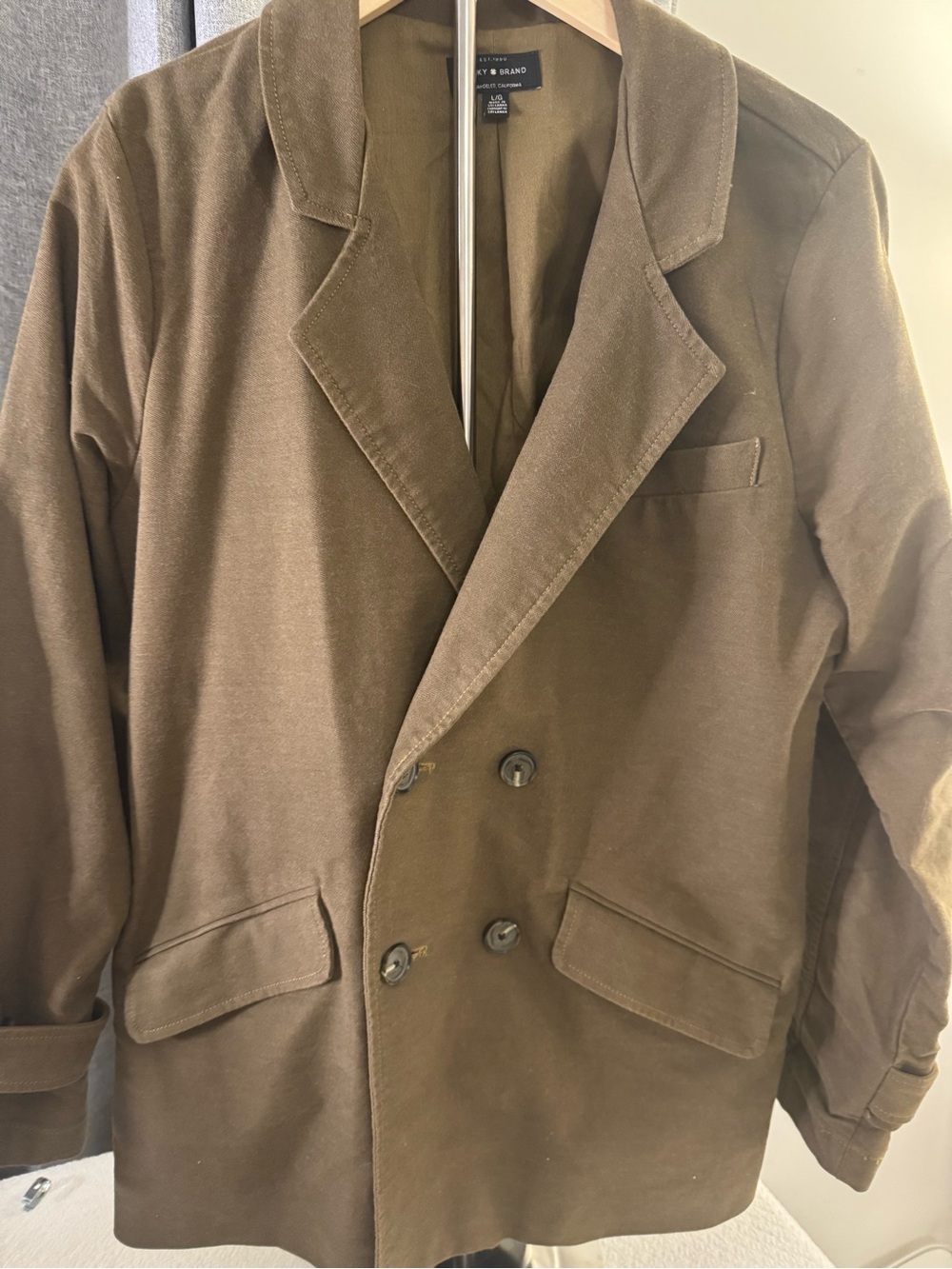 Lucky Brand Men's Brown Double-Breasted Pea Coat